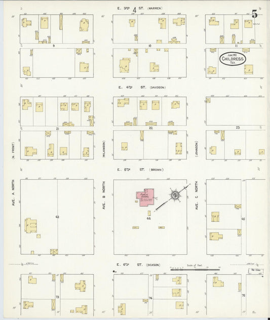 Sanborn Fire Insurance Map from Childress, Childress County, Texas (1912), Sheet #0005 - Historic Sanborn Fire Insurance Map Print, vintage old map wall art, antique decor, genealogy gift, Texas Texas map