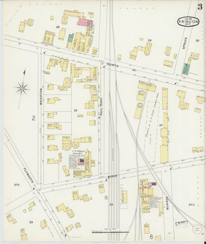 Sanborn Fire Insurance Map from Abington, Plymouth County, Massachusetts (1896), Sheet #0003 - Complete Map Set gallery image, historic Sanborn map, vintage wall art, Massachusetts Massachusetts