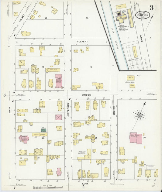 Sanborn Fire Insurance Map from Phoenix, Oswego County, New York (1909), Sheet #0003 - Historic Sanborn Fire Insurance Map Print, vintage old map wall art, antique decor, genealogy gift, New York New York map