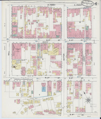 Sanborn Fire Insurance Map from Maysville, Mason County, Kentucky (1890), Sheet #0004 - Complete Map Set gallery image, historic Sanborn map, vintage wall art, Kentucky Kentucky