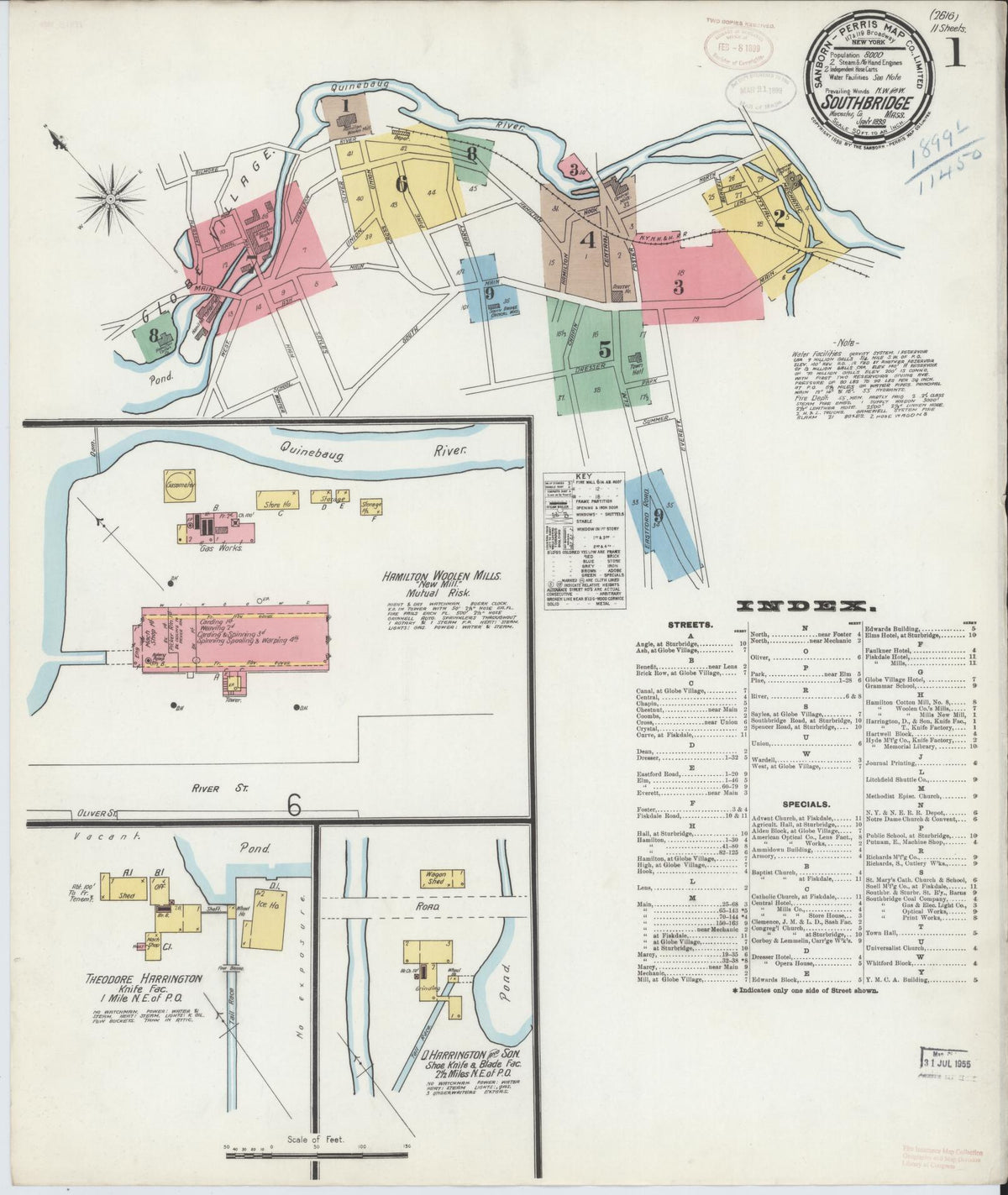 Sanborn Fire Insurance Map from Southbridge, Worcester County, Massachusetts (1899), Sheet #0001 - Complete Map Set gallery image, historic Sanborn map, vintage wall art, Massachusetts Massachusetts
