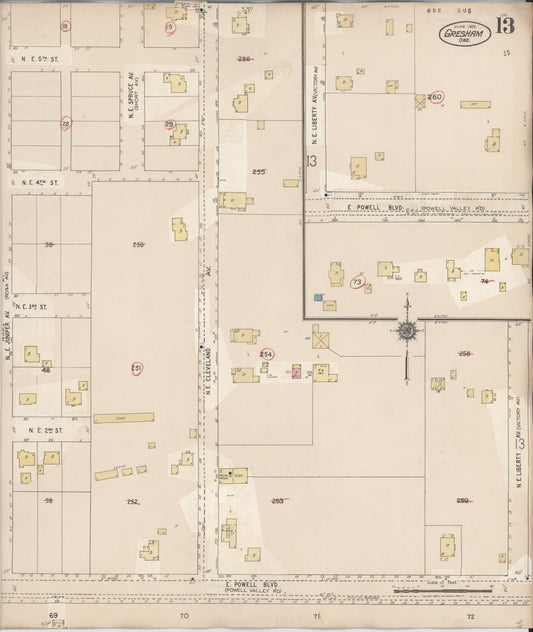 Sanborn Fire Insurance Map from Gresham, Multnomah County, Oregon (1941), Sheet #0013 - Historic Sanborn Fire Insurance Map Print, vintage old map wall art, antique decor, genealogy gift, Oregon Oregon map
