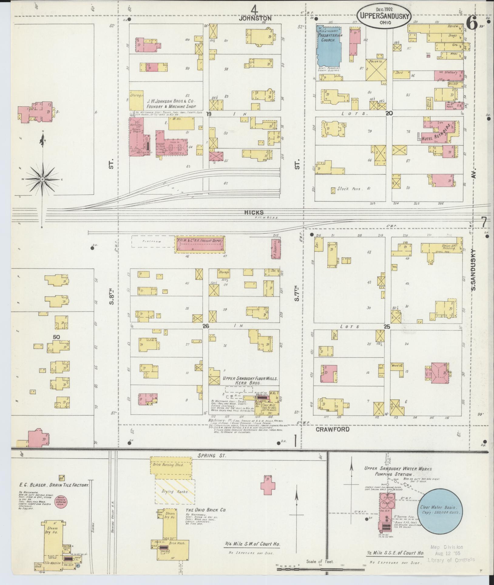 Sanborn Fire Insurance Map from Upper Sandusky, Wyandot County, Ohio (1902), Sheet #0006 - Complete Map Set gallery image, historic Sanborn map, vintage wall art, Ohio Ohio