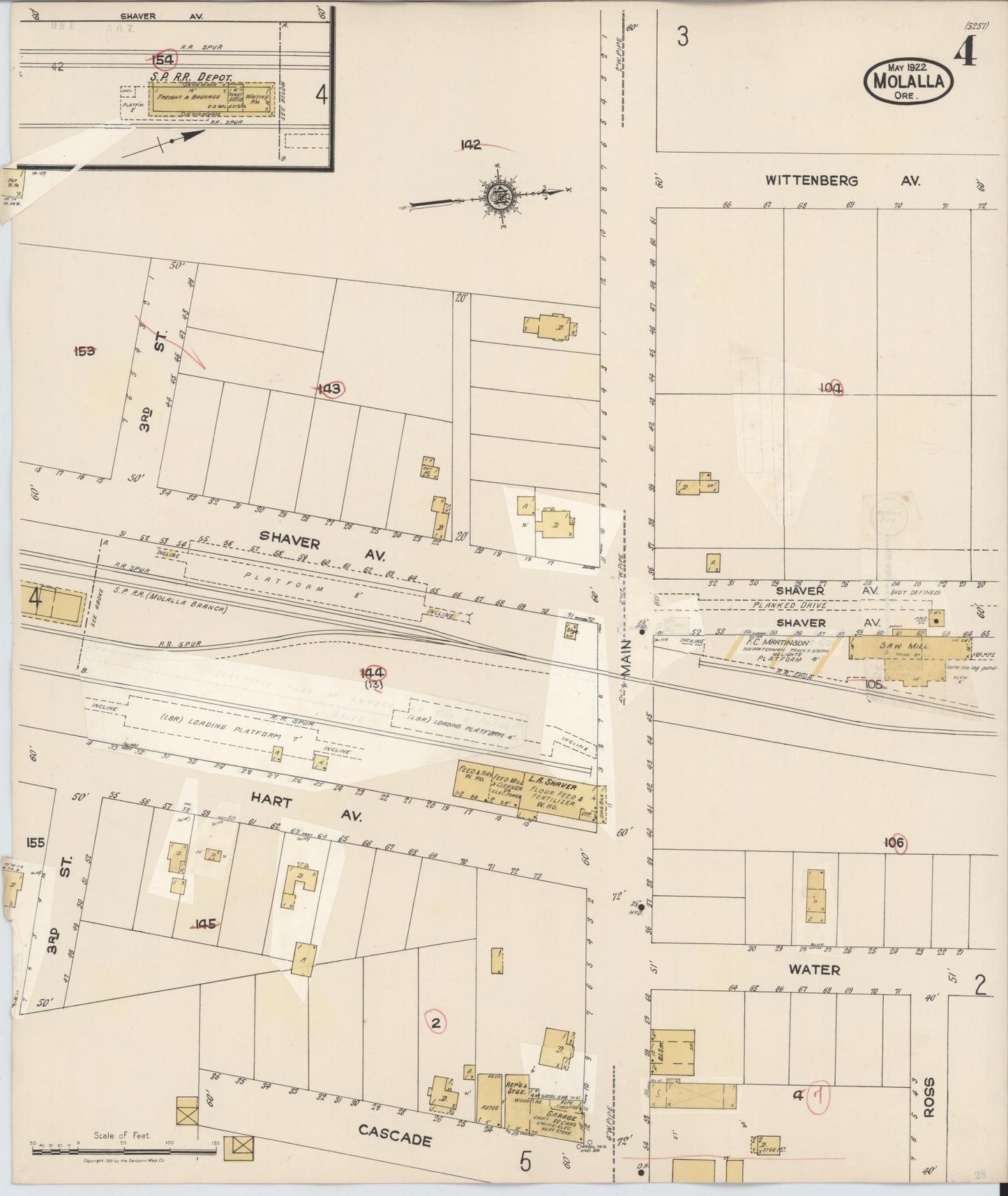 Sanborn Fire Insurance Map from Molalla, Clackamas County, Oregon (1951), Sheet #0004 - Complete Map Set gallery image, historic Sanborn map, vintage wall art, Oregon Oregon
