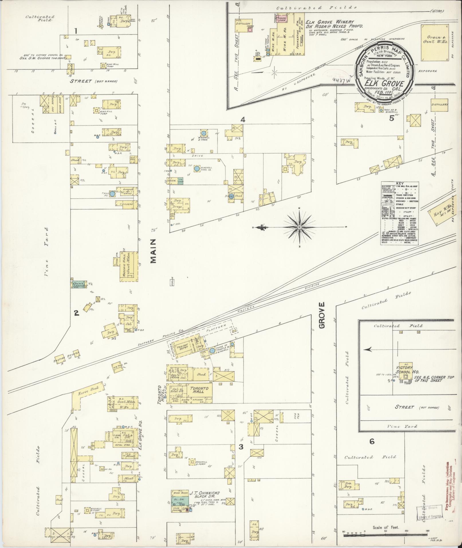 Sanborn Fire Insurance Map from Elk Grove, Sacramento County, California (1891), Sheet #0001 - Historic Sanborn Fire Insurance Map Print, vintage old map wall art, antique decor, genealogy gift, California California map