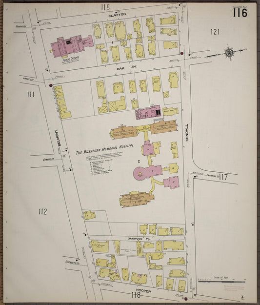 Sanborn Fire Insurance Map from Worcester, Worcester County, Massachusetts (1910), Sheet #0116 - Historic Sanborn Fire Insurance Map Print, vintage old map wall art, antique decor, genealogy gift, Massachusetts Massachusetts map