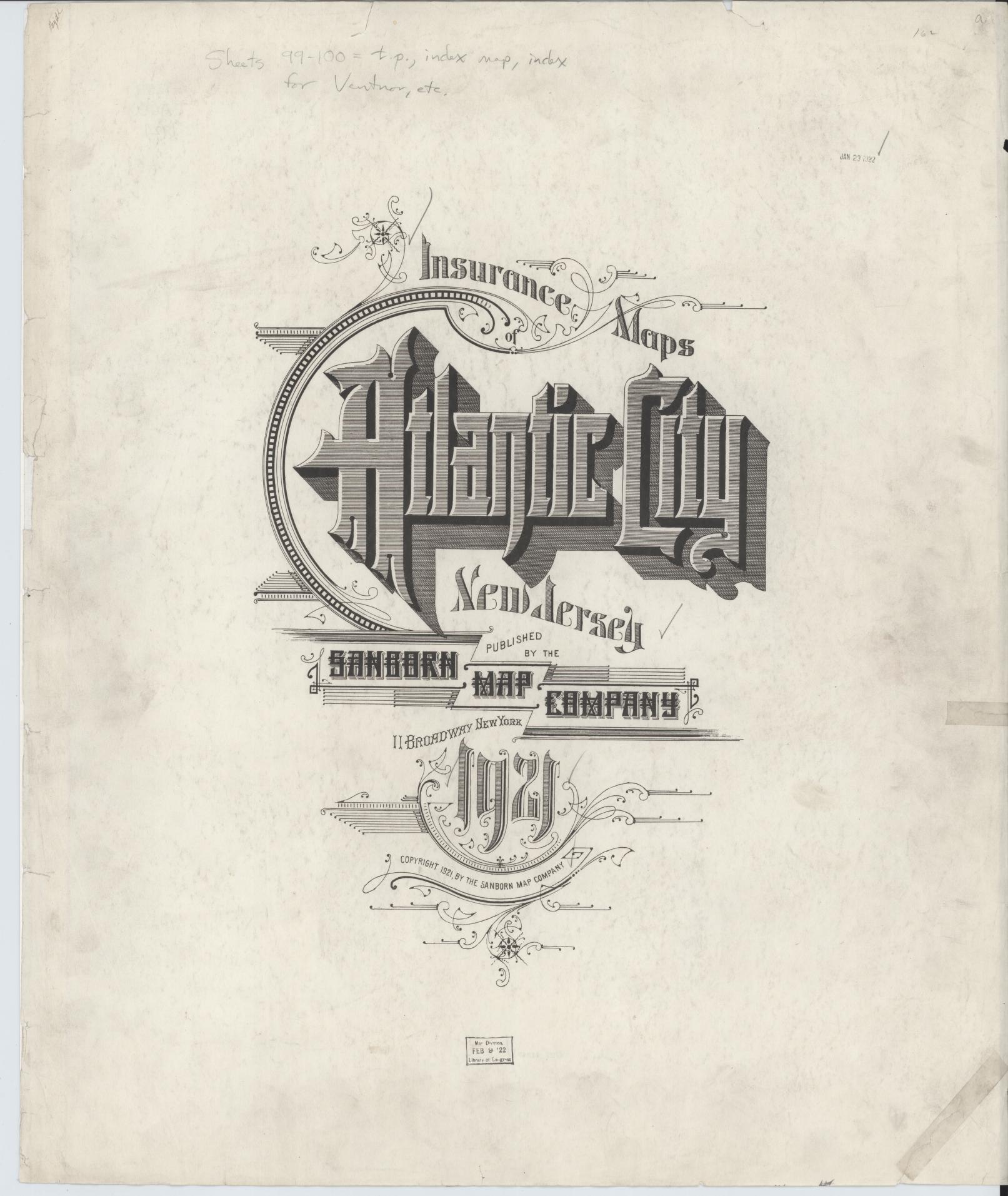 Sanborn Fire Insurance Map from Atlantic City, Atlantic County, New Jersey. (1921) – Historic Sanborn Fire Insurance Map Print