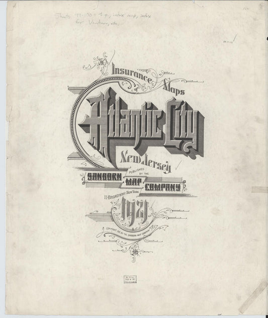 Sanborn Fire Insurance Map from Atlantic City, Atlantic County, New Jersey. (1921) – Historic Sanborn Fire Insurance Map Print