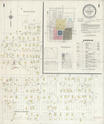Sanborn Fire Insurance Map from Kahoka, Clark County, Missouri (1933), Sheet #0001 - Complete Map Set gallery image, historic Sanborn map, vintage wall art, Missouri Missouri