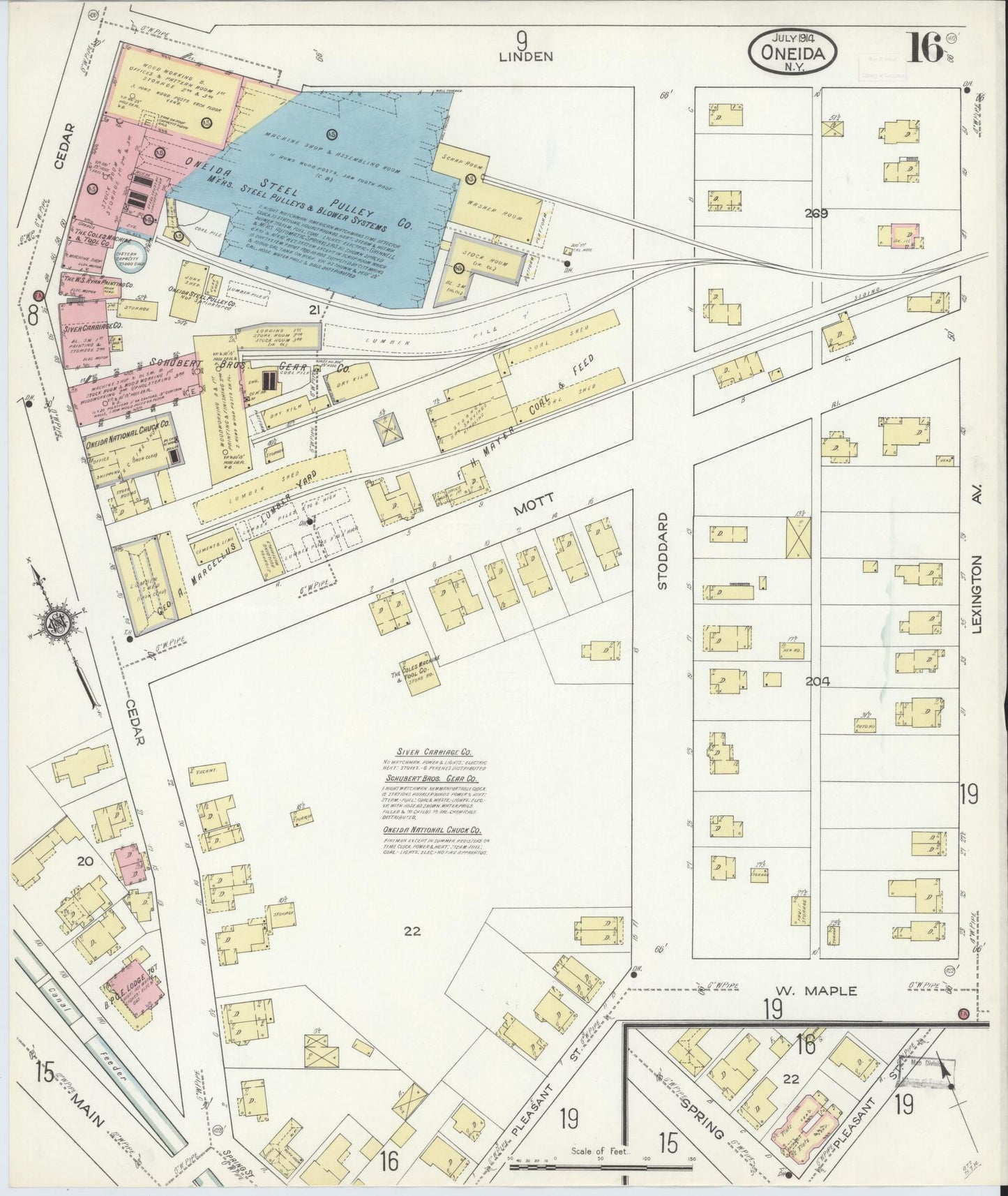 Sanborn Fire Insurance Map from Oneida, Madison County, New York (1914), Sheet #0016 - Complete Map Set gallery image, historic Sanborn map, vintage wall art, New York New York