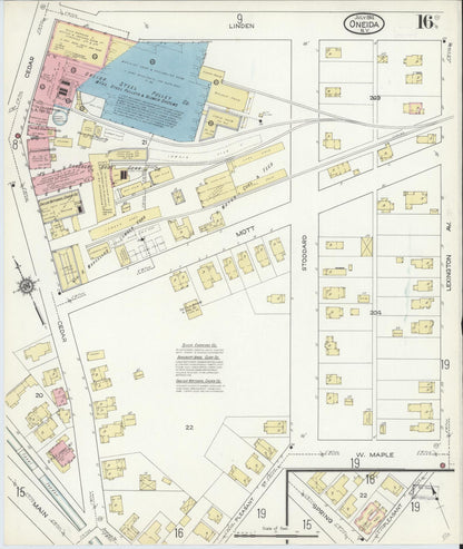 Sanborn Fire Insurance Map from Oneida, Madison County, New York (1914), Sheet #0016 - Complete Map Set gallery image, historic Sanborn map, vintage wall art, New York New York