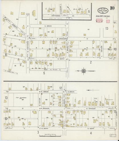 Sanborn Fire Insurance Map from Dalton, Whitfield County, Georgia (1914), Sheet #0010 - Complete Map Set gallery image, historic Sanborn map, vintage wall art, Georgia Georgia