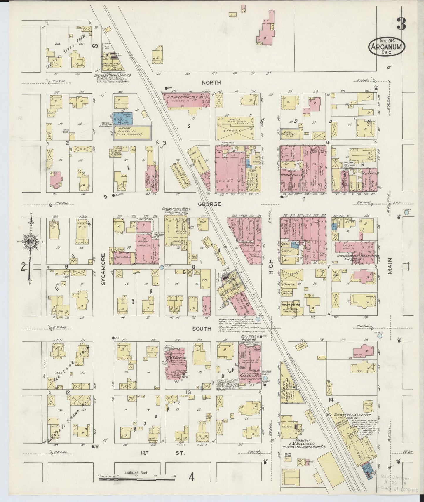 Sanborn Fire Insurance Map from Arcanum, Darke County, Ohio (1914), Sheet #0003 - Historic Sanborn Fire Insurance Map Print, vintage old map wall art, antique decor, genealogy gift, Ohio Ohio map