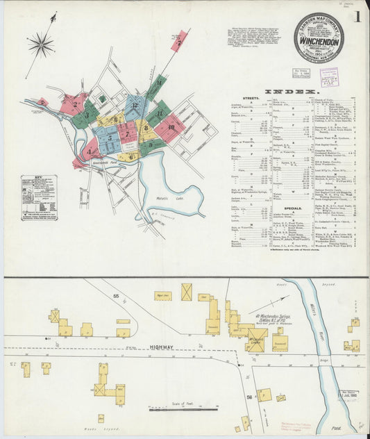 Sanborn Fire Insurance Map from Winchendon, Worcester County, Massachusetts (1904), Sheet #0001 - Historic Sanborn Fire Insurance Map Print, vintage old map wall art, antique decor, genealogy gift, Massachusetts Massachusetts map