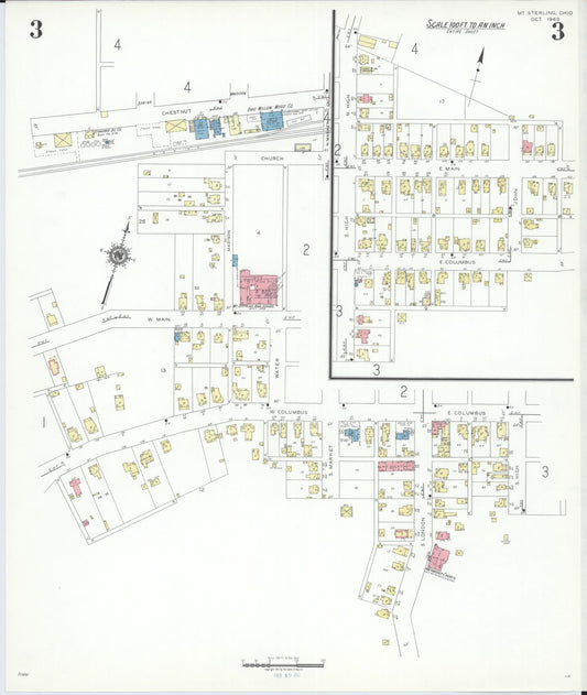 Sanborn Fire Insurance Map from Mount Sterling, Madison County, Ohio (1940), Sheet #0003 - Historic Sanborn Fire Insurance Map Print, vintage old map wall art, antique decor, genealogy gift, Ohio Ohio map