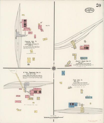 Sanborn Fire Insurance Map from Clinton, Vermillion County, Indiana (1921), Sheet #0020 - Historic Sanborn Fire Insurance Map Print, vintage old map wall art, antique decor, genealogy gift, Indiana Indiana map