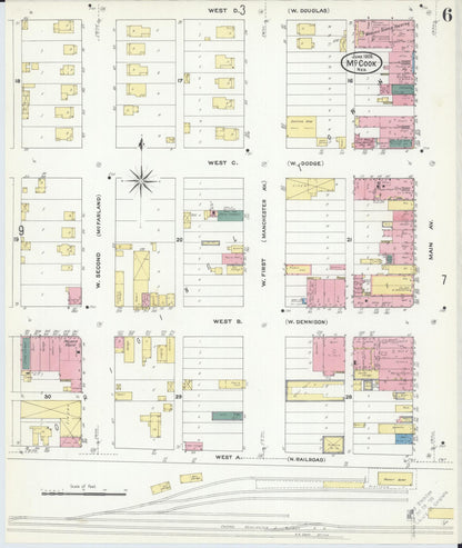Sanborn Fire Insurance Map from Mccook, Red Willow County, Nebraska (1909), Sheet #0006 - Complete Map Set gallery image, historic Sanborn map, vintage wall art, Nebraska Nebraska
