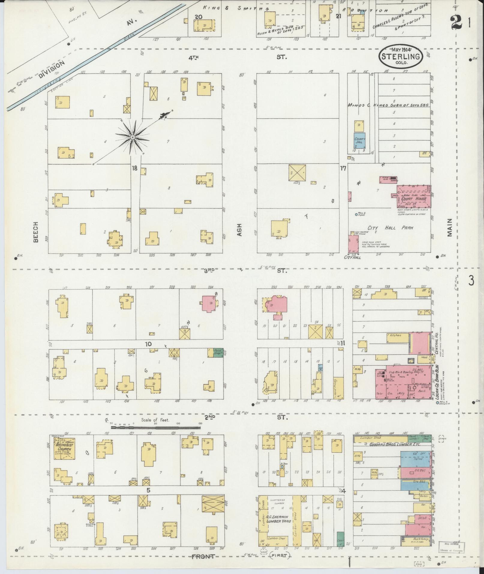 Sanborn Fire Insurance Map from Sterling, Logan County, Colorado (1904), Sheet #0002 - Complete Map Set gallery image, historic Sanborn map, vintage wall art, Colorado Colorado