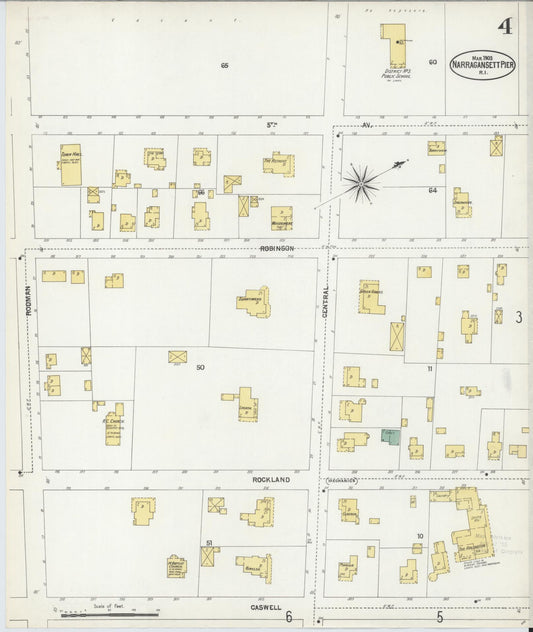 Sanborn Fire Insurance Map from Narragansett Pier, Washington County, Rhode Island (1903), Sheet #0004 - Historic Sanborn Fire Insurance Map Print, vintage old map wall art, antique decor, genealogy gift, Rhode Island Rhode Island map