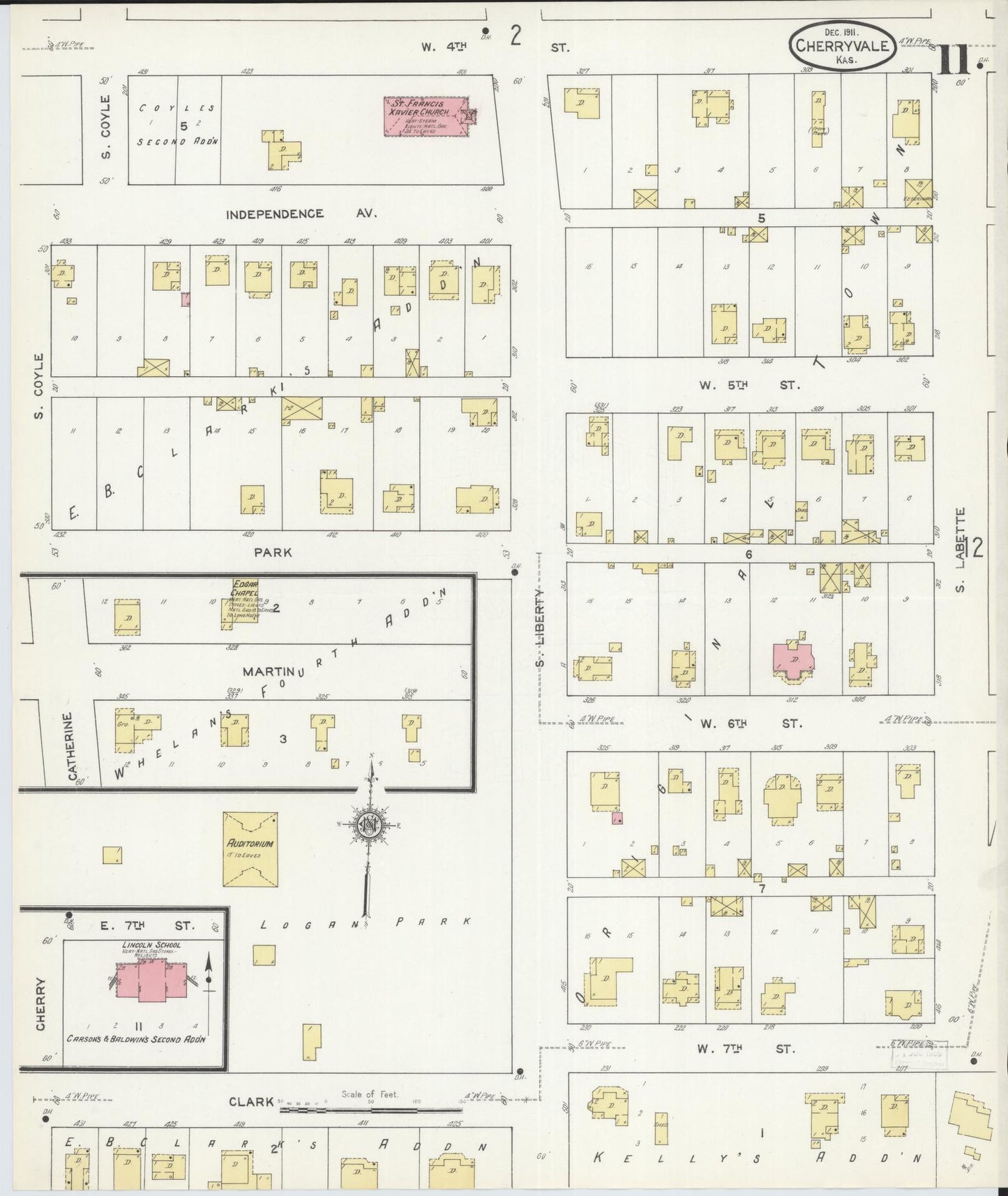 Sanborn Fire Insurance Map from Cherryvale, Montgomery County, Kansas (1911), Sheet #0011 - Complete Map Set gallery image, historic Sanborn map, vintage wall art, Kansas Kansas