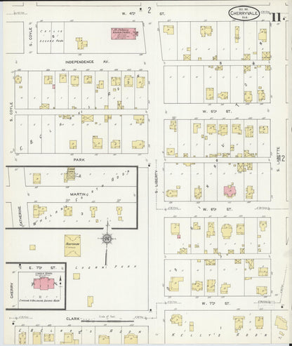 Sanborn Fire Insurance Map from Cherryvale, Montgomery County, Kansas (1911), Sheet #0011 - Complete Map Set gallery image, historic Sanborn map, vintage wall art, Kansas Kansas