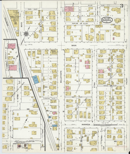 Sanborn Fire Insurance Map from Russell, Greenup County, Kentucky (1920), Sheet #0003 - Historic Sanborn Fire Insurance Map Print, vintage old map wall art, antique decor, genealogy gift, Kentucky Kentucky map