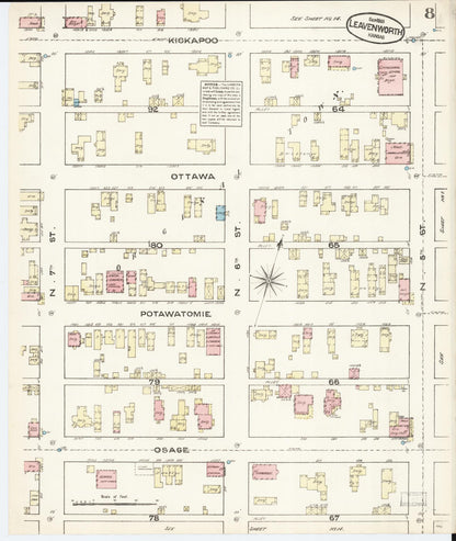 Sanborn Fire Insurance Map from Leavenworth, Leavenworth County, Kansas (1883), Sheet #0008 - Complete Map Set gallery image, historic Sanborn map, vintage wall art, Kansas Kansas
