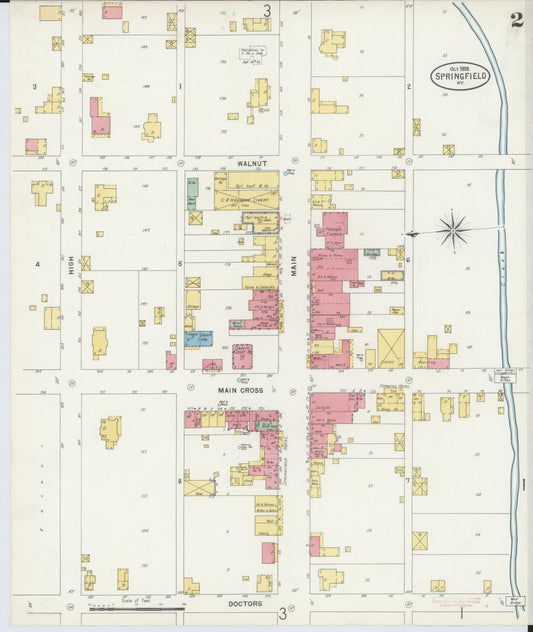 Sanborn Fire Insurance Map from Springfield, Washington County, Kentucky (1898), Sheet #0002 - Historic Sanborn Fire Insurance Map Print, vintage old map wall art, antique decor, genealogy gift, Kentucky Kentucky map