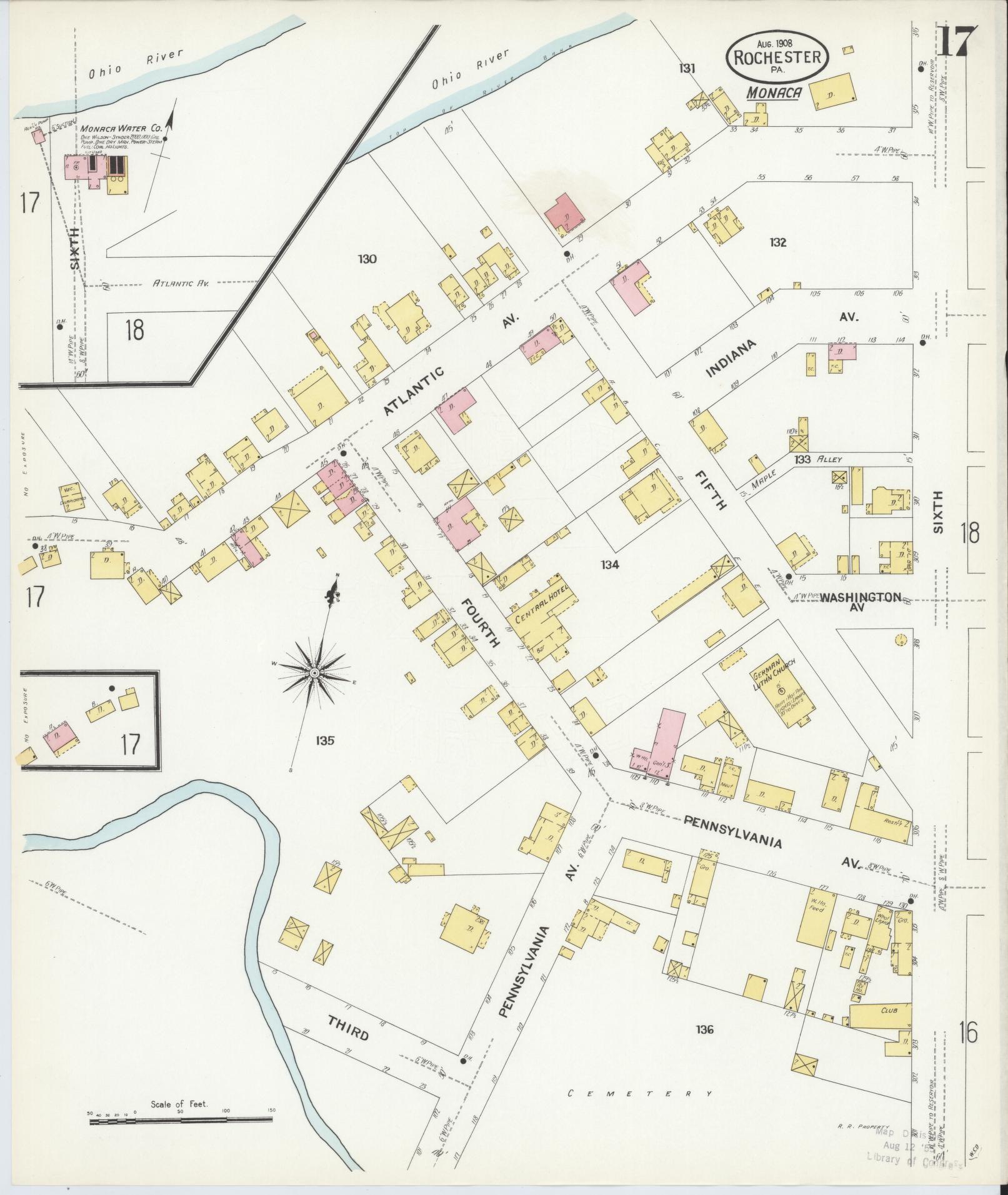 Sanborn Fire Insurance Map from Rochester, Beaver County, Pennsylvania (1908), Sheet #0016 - Complete Map Set gallery image, historic Sanborn map, vintage wall art, Pennsylvania Pennsylvania