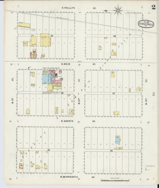 Sanborn Fire Insurance Map from Sioux Falls, Minnehaha County, South Dakota (1896), Sheet #0002 - Historic Sanborn Fire Insurance Map Print, vintage old map wall art, antique decor, genealogy gift, South Dakota South Dakota map