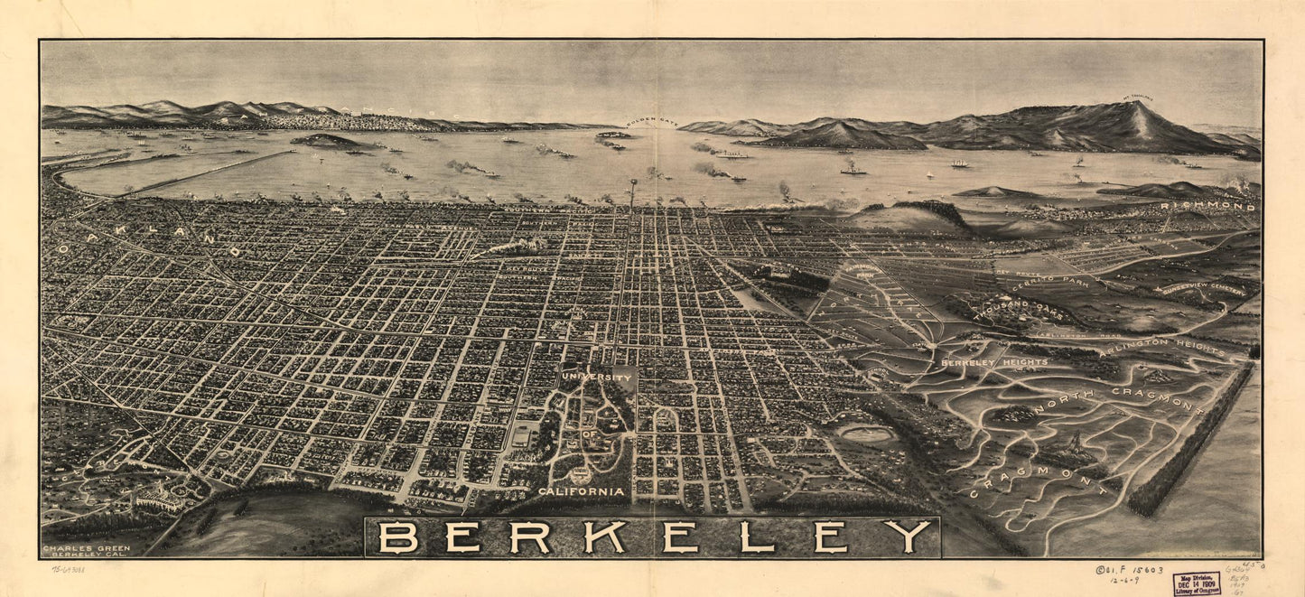 Berkeley (1909) – Historic Bird’s-Eye View Panorama Print