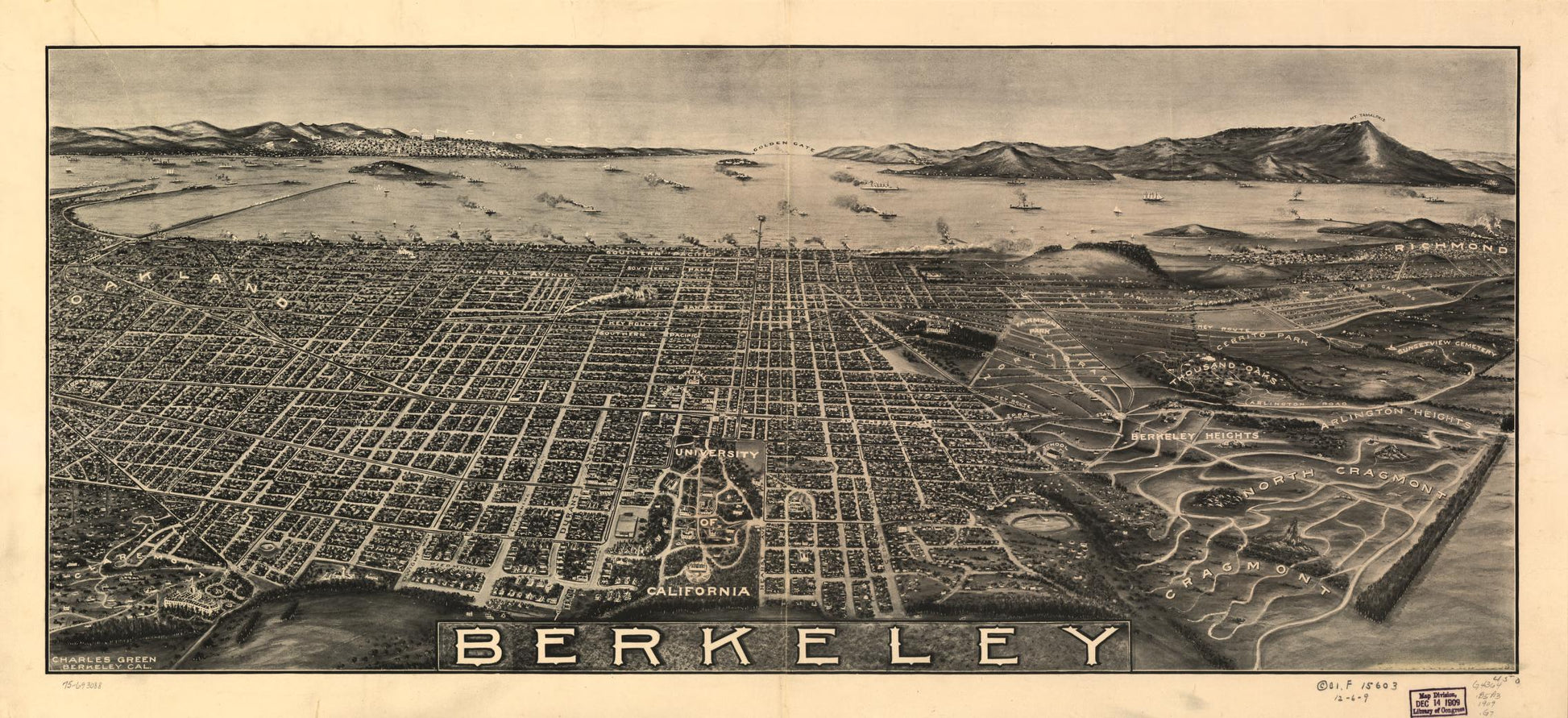 Berkeley (1909) – Historic Bird’s-Eye View Panorama Print