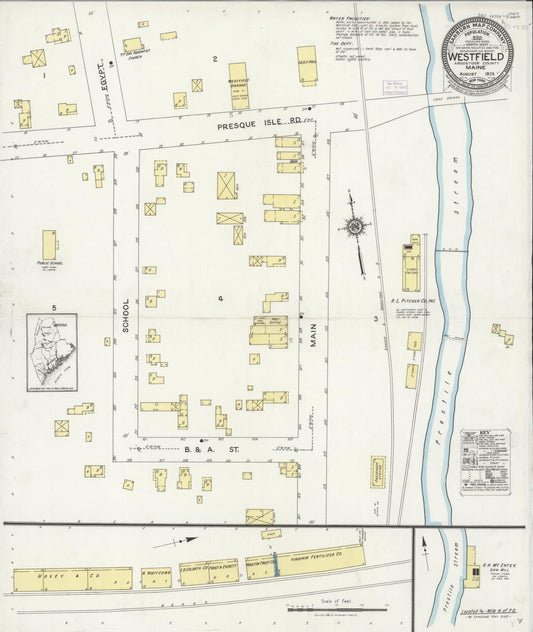 Sanborn Fire Insurance Map from Westfield, Aroostook County, Maine (1925), Sheet #0001 - Historic Sanborn Fire Insurance Map Print, vintage old map wall art, antique decor, genealogy gift, Maine Maine map
