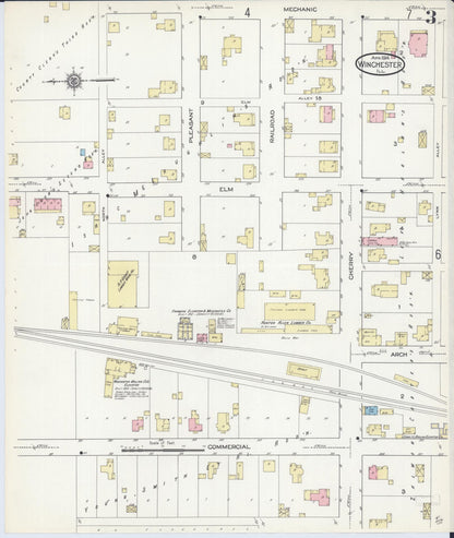 Sanborn Fire Insurance Map from Winchester, Scott County, Illinois (1914), Sheet #0003 - Historic Sanborn Fire Insurance Map Print, vintage old map wall art, antique decor, genealogy gift, Illinois Illinois map