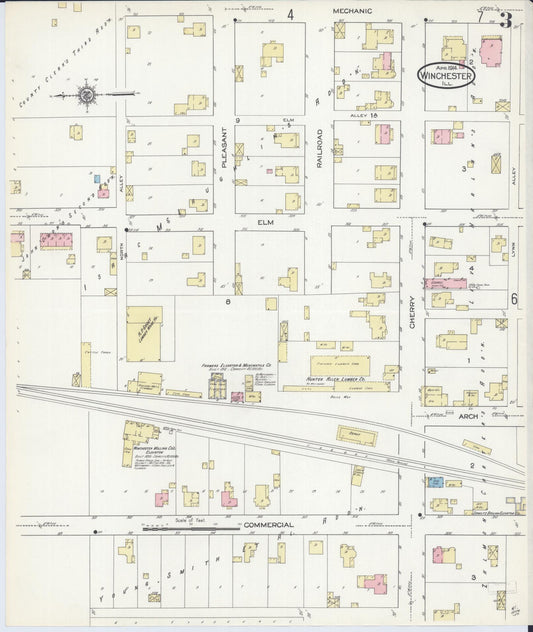 Sanborn Fire Insurance Map from Winchester, Scott County, Illinois (1914), Sheet #0003 - Historic Sanborn Fire Insurance Map Print, vintage old map wall art, antique decor, genealogy gift, Illinois Illinois map