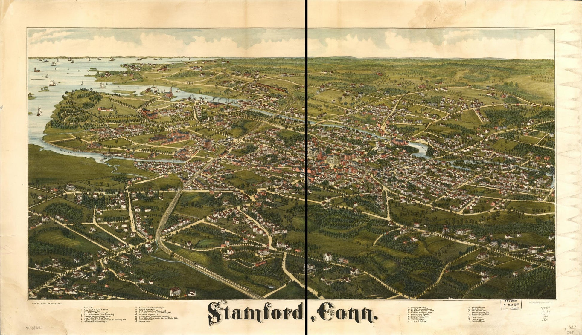 Stamford, Conn. (1883) – Historic Bird’s-Eye View Panorama Print