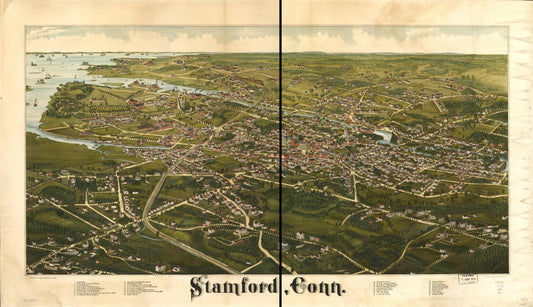 Stamford, Conn. (1883) – Historic Bird’s-Eye View Panorama Print