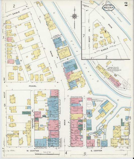 Sanborn Fire Insurance Map from Medina, Orleans County, New York (1909), Sheet #0002 - Historic Sanborn Fire Insurance Map Print, vintage old map wall art, antique decor, genealogy gift, New York New York map