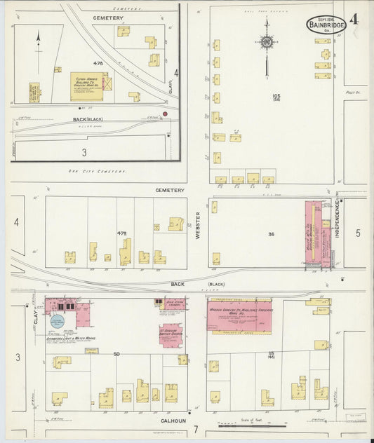 Sanborn Fire Insurance Map from Bainbridge, Decatur County, Georgia (1916), Sheet #0004 - Historic Sanborn Fire Insurance Map Print, vintage old map wall art, antique decor, genealogy gift, Georgia Georgia map