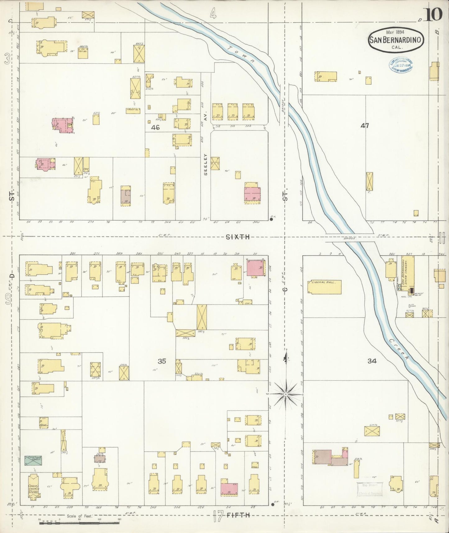 Sanborn Fire Insurance Map from San Bernardino, San Bernardino County, California (1894), Sheet #0010 - Complete Map Set gallery image, historic Sanborn map, vintage wall art, California California