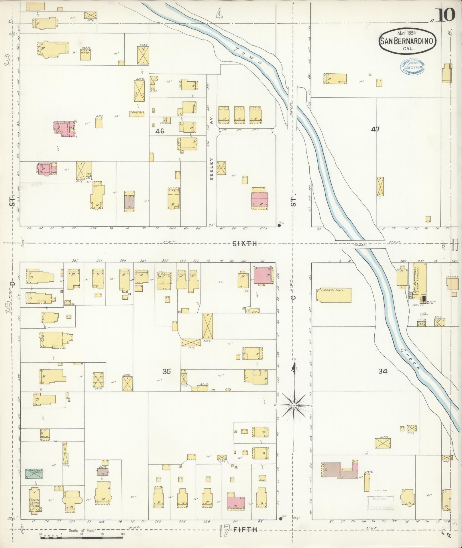 Sanborn Fire Insurance Map from San Bernardino, San Bernardino County, California (1894), Sheet #0010 - Complete Map Set gallery image, historic Sanborn map, vintage wall art, California California
