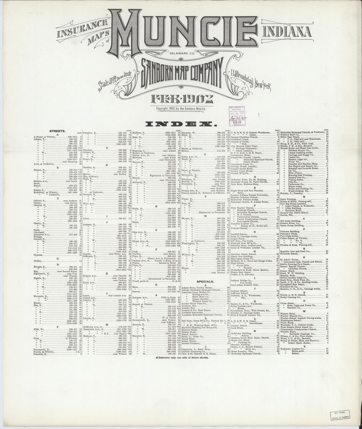 Sanborn Fire Insurance Map from Muncie, Delaware County, Indiana (1902), Sheet #0001 - Historic Sanborn Fire Insurance Map Print, vintage old map wall art, antique decor, genealogy gift, Muncie Delaware map