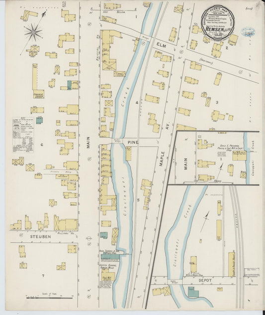 Sanborn Fire Insurance Map from Remsen, Oneida County, New York (1894), Sheet #0001 - Historic Sanborn Fire Insurance Map Print, vintage old map wall art, antique decor, genealogy gift, New York New York map