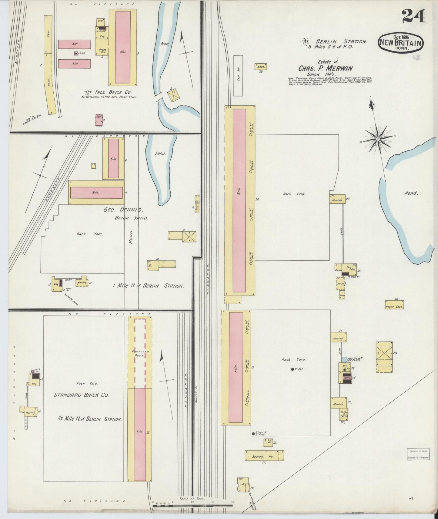 Sanborn Fire Insurance Map from New Britain, Hartford County, Connecticut (1895), Sheet #0024 - Historic Sanborn Fire Insurance Map Print, vintage old map wall art, antique decor, genealogy gift, Connecticut Connecticut map
