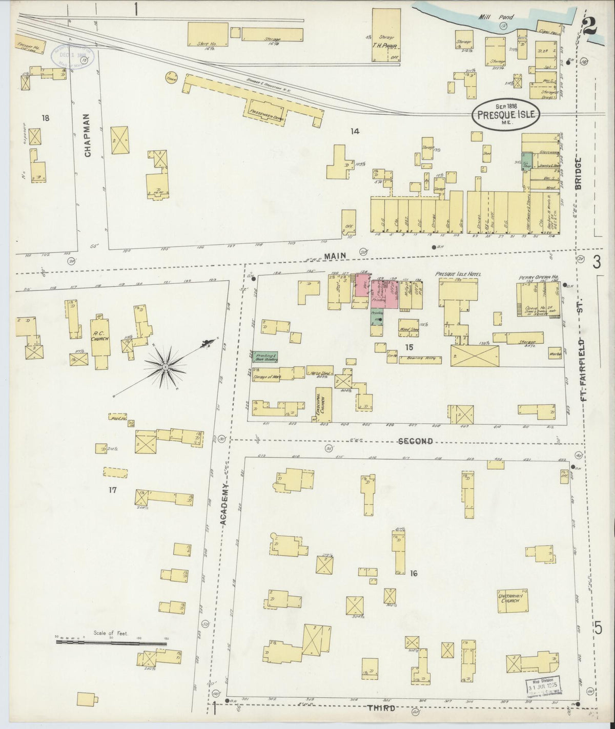 Sanborn Fire Insurance Map from Presque Isle, Aroostook County, Maine (1898), Sheet #0002 - Complete Map Set gallery image, historic Sanborn map, vintage wall art, Maine Maine