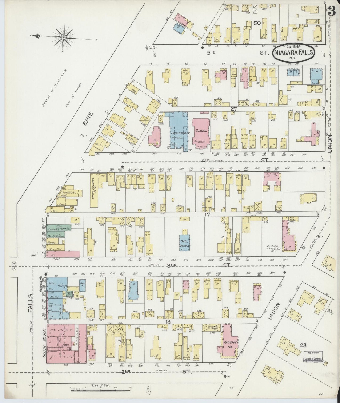 Sanborn Fire Insurance Map from Niagara Falls, Niagara County, New York (1892), Sheet #0003 - Historic Sanborn Fire Insurance Map Print, vintage old map wall art, antique decor, genealogy gift, New York New York map