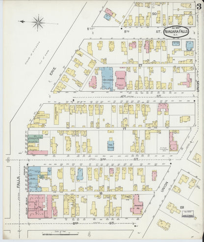 Sanborn Fire Insurance Map from Niagara Falls, Niagara County, New York (1892), Sheet #0003 - Historic Sanborn Fire Insurance Map Print, vintage old map wall art, antique decor, genealogy gift, New York New York map