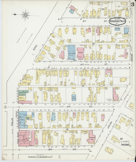 Sanborn Fire Insurance Map from Niagara Falls, Niagara County, New York (1892), Sheet #0003 - Historic Sanborn Fire Insurance Map Print, vintage old map wall art, antique decor, genealogy gift, New York New York map