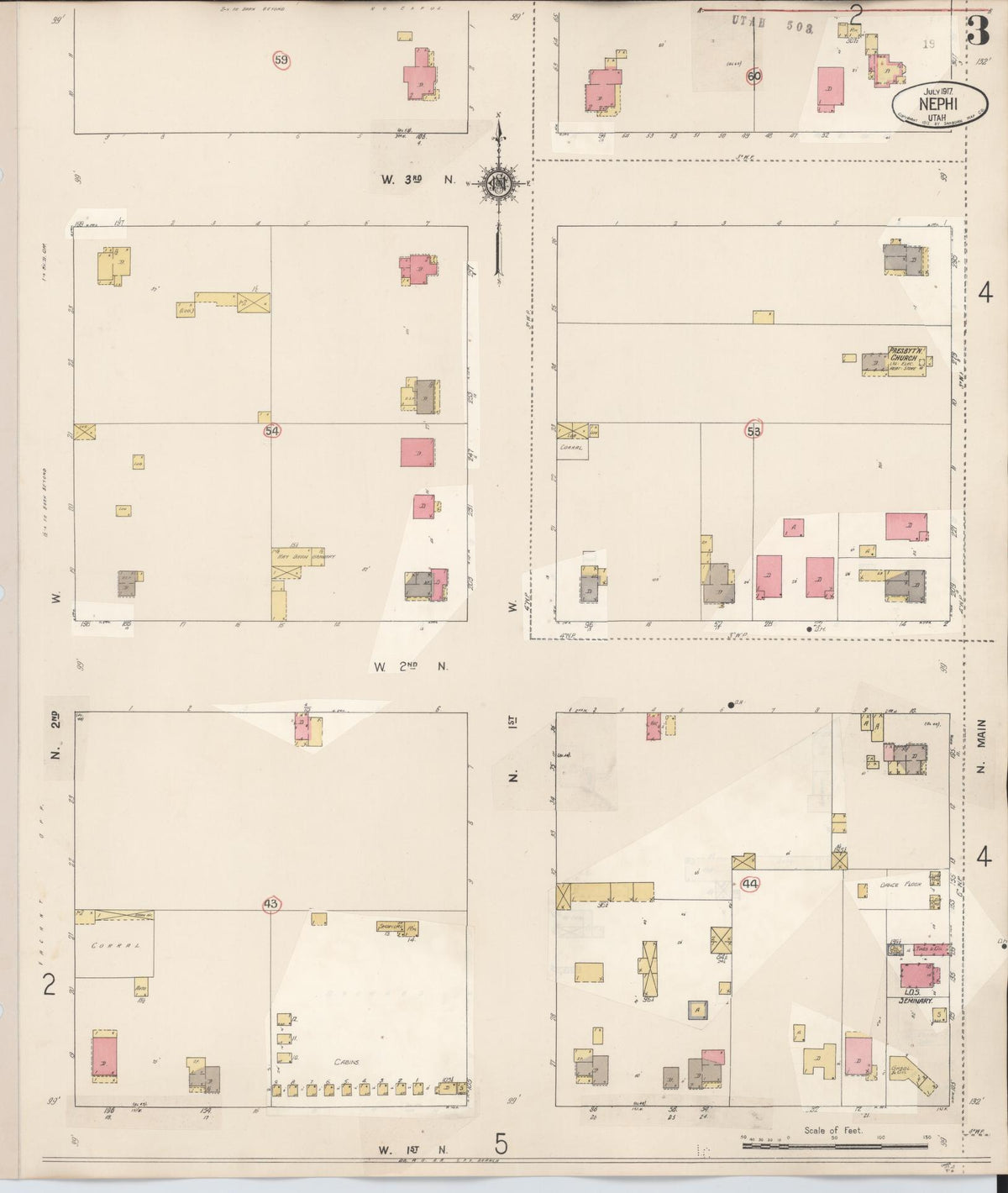 Sanborn Fire Insurance Map from Nephi, Juab County, Utah (1931), Sheet #0003 - Historic Sanborn Fire Insurance Map Print, vintage old map wall art, antique decor, genealogy gift, Utah Utah map
