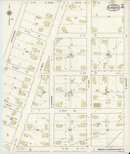 Sanborn Fire Insurance Map from Fairmount, Grant County, Indiana (1916), Sheet #0005 - Complete Map Set gallery image, historic Sanborn map, vintage wall art, Indiana Indiana